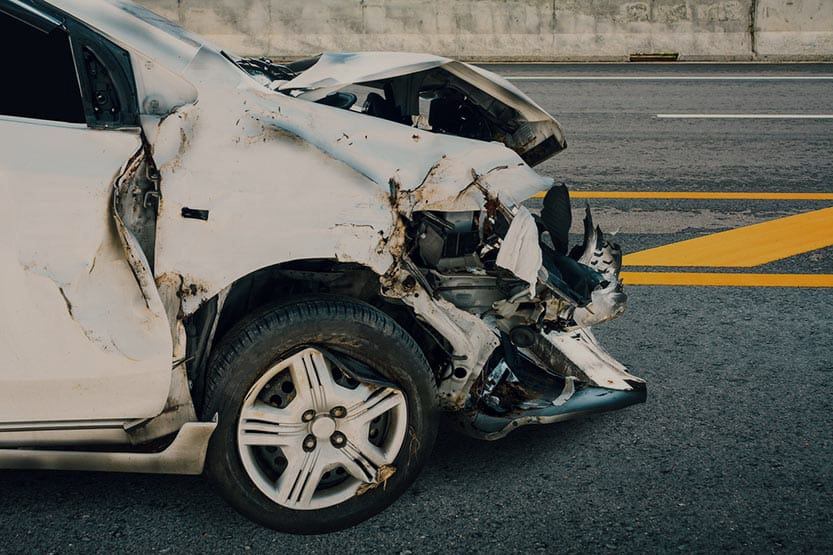 Car damaged in accident