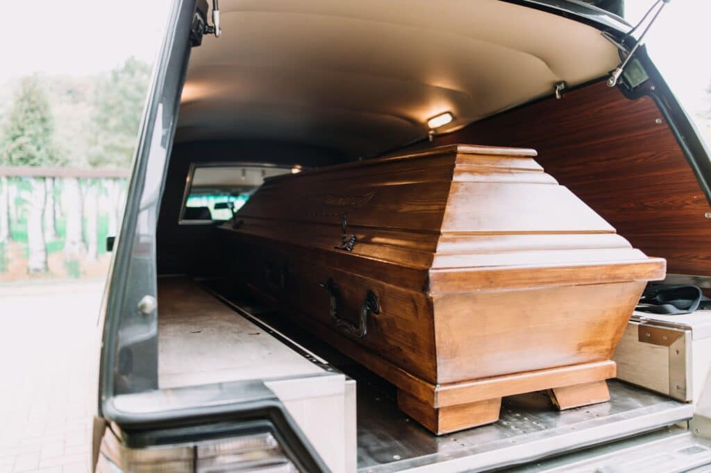 coffin in hurst going to funeral
