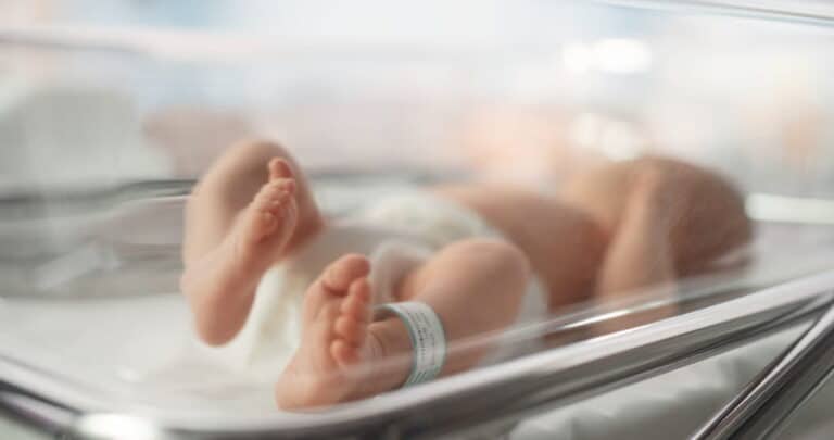 A newborn at a hospital. 